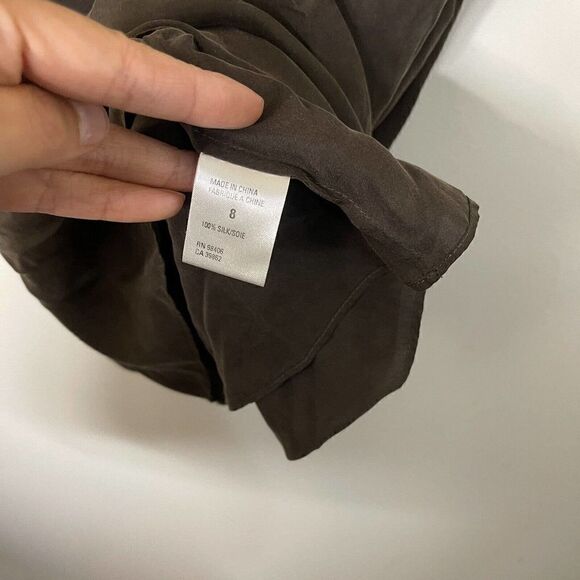 THEORY brown Selby slip bow mini silk dress size US 8 - Picture 4 of 5